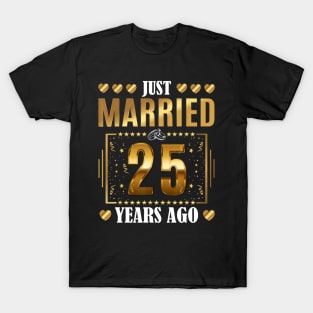 Just Married 25 Years Ago 25th Wedding Anniversary Couples T-Shirt